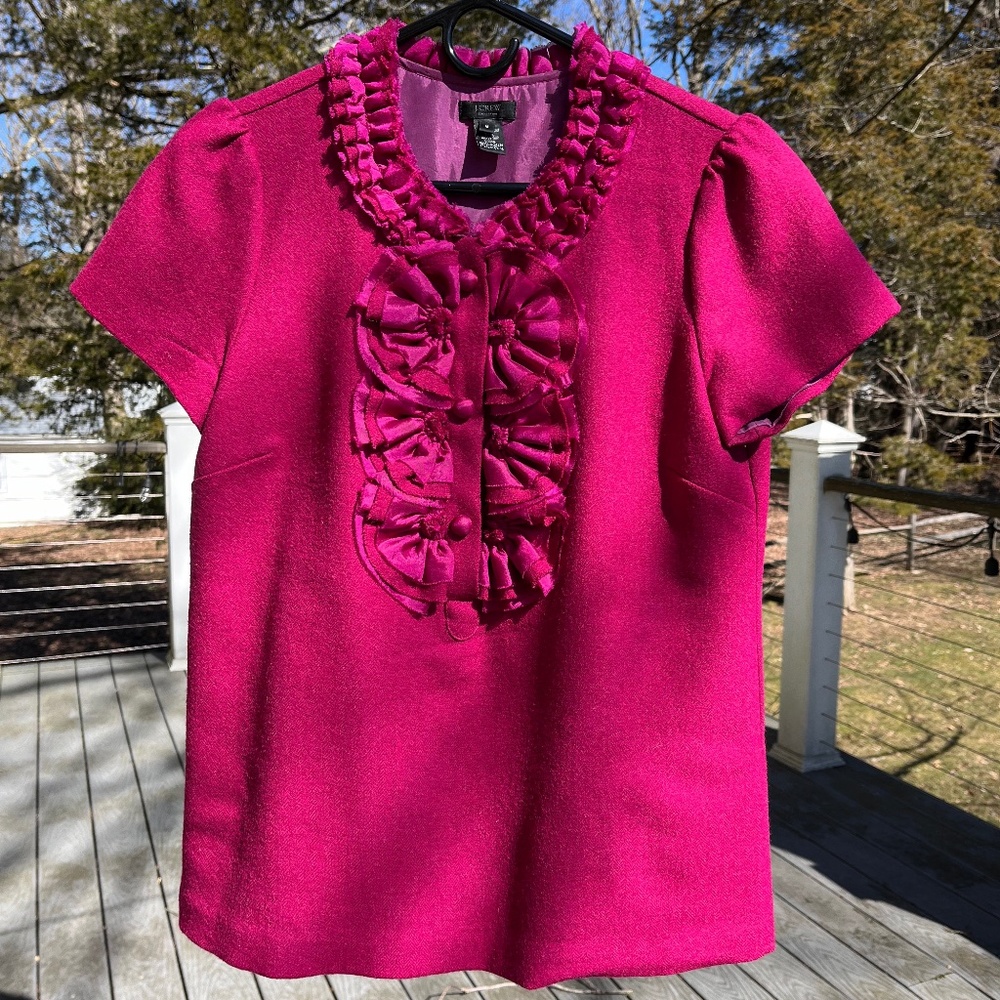 J Crew Collection wool and silk ruffled shirt size 8
